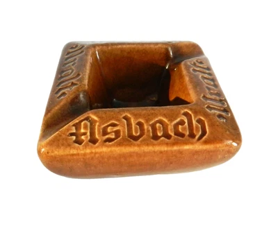 Cenicero de cigarros vintage Asbach Uralt ~ cerámica alemana brillante marrón miel Foto 1 de 4