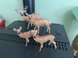 Vintage Hard Plastic Deer Family of 4 Wildlife White Tail Made In HONG KONG 60s - Picture 1 of 5