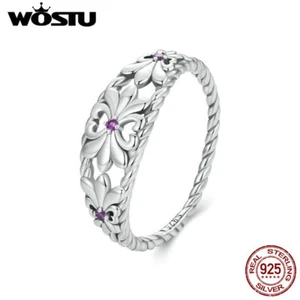 WOSTU Real 925 Sterling Silver Retro Iris Wedding Rings For Women Gifts Jewelry - Picture 1 of 15