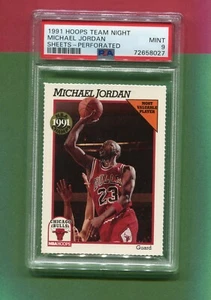 MICHAEL JORDAN CHICAGO BULLS 1991 HOOPS TEAM NIGHT SHEETS PERFORATED PSA 9 - Picture 1 of 2