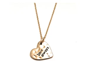 Hammered Pattern Heart Shaped Love Always Necklace - Picture 1 of 3