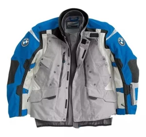 BMW Motorrad Rallye Blue Grey Jacket Men's Motorcycle Motorbike Racing Jacket - Picture 1 of 5