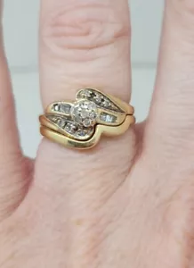 Diamond Cluster Ring 10k Yellow Gold Size 4.5 - Picture 1 of 11