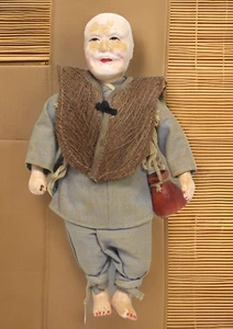 Vintage chinesische Figur Puppe Fischer handgefertigt, 10 Zoll groß - Bild 1 von 6