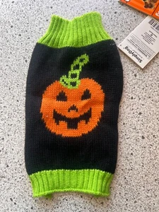 Dog Knit Sweater Pumpkin Halloween Jack O Lantern XSmall Length - Picture 1 of 5