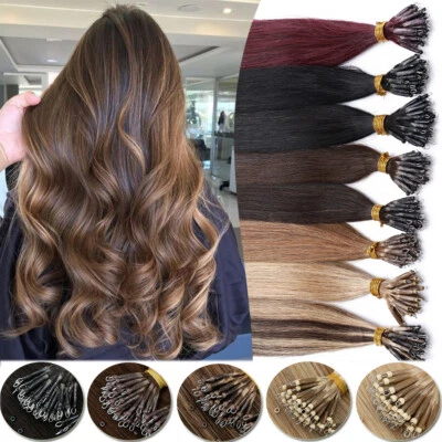 150PCS THICK 100% Remy Human Hair Extensions Nano Ring Tip Micro Loop Beads 150G - Image 1 of 4