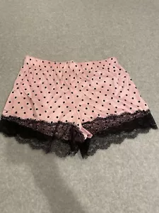 Victorias Secret Sleep Shorts Satin Style Polka-dot Lace SMALL - Picture 1 of 6