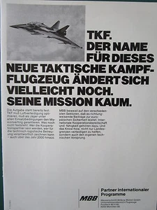 5/1980 PUB MBB TKF TAKTISCHE KAMPFFLUGZEUG TACTICAL FIGHTER ORIGINAL GERMAN AD - Picture 1 of 1