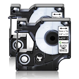 2PK Black on White Label Tape Compatible for DYMO D1 40913 LabelManager 250 210D - Picture 1 of 7