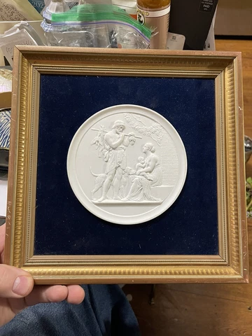 1 ROYAL COPENHAGEN 5.75" D. / PORCELAIN WALL PLAQUE Framed Classical DESIGN Cover