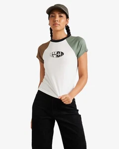 RVCA - Womens Dome Shrunken T-Shirt - Salt - Casual Short Sleeve Tee - Picture 1 of 2