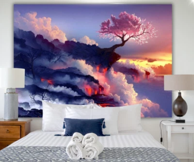 Colcha colgante tapiz abstracto de pared decoración púrpura bohemia tiro reina arte Foto 1 de 4