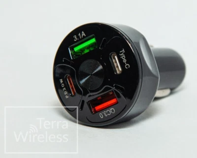 4-port USB Car Charger Adapter Cigarette - Moto TCL Nokia Oppo LG Samsung iPhone - Image 1 of 3