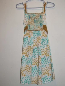 Boutique LOLLIPOP Girl's SMOCKED Sun Dress w/ Green & Golden Yellow Flowers Sz 2 - Picture 1 of 4