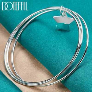 DOTEFFIL 925 Sterlingsilber dreikreisender Sternarmreif Armband Hochzeit Schmuck - Bild 1 von 6
