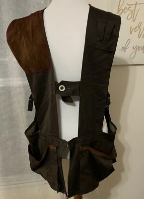 Chaleco de Tiro Bob Allen De Colección Grande Gun Club Cuero Marrón Tostado Hecho en EE. UU. Foto 1 de 4