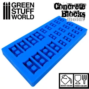 CONCRETE BRICKS Textured SILICONE MOLD - for Resins - Impression Blocks - Picture 1 of 7