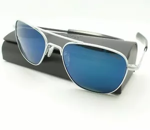 Randolph Engineering Pilotensonnenbrille mattchrom kobalt polarisiert USA neu - Bild 1 von 5