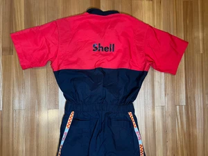 Vintage Shell Japan Mechanic Coveralls Tsunagi Gas Station Red LL - Picture 1 of 11