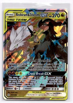 Reshiram & Zekrom GX SM - Cosmic Eclipse - Pokemon NM 157/236 - Image 1 of 2