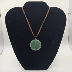 Vintage Natural Untreated Green Jade Pendant Necklace Adjustable Genuine Stone - Picture 1 of 9