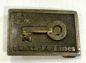 Vintage Adezy Sante Fe Lines Switch Key Brass Belt Buckle 1980’s - Bild 1 von 6