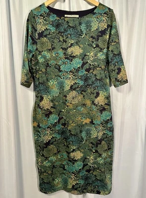 Vestido para mujer Peruvian Connection estampado floral azul verde manga 3/4 talla grande Foto 1 de 4