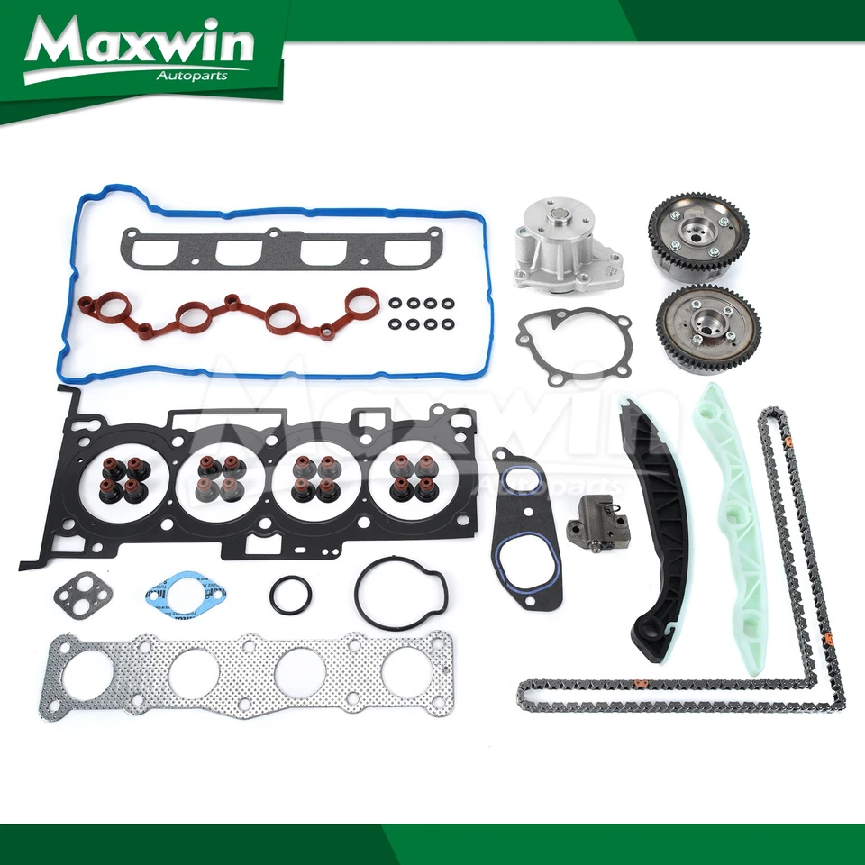 Head Gasket Set Timing Chain Kit Sprocket Water Pump Fit 2008 Kia Rondo 2.4L - Image 1 of 4