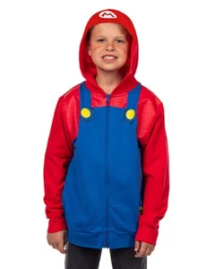 Super Mario Hoodie Boys Nintendo Long Sleeve Zip Up Hooded Sweatshirt - Picture 1 of 15