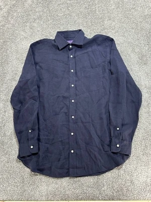 Ralph Lauren Purple Label Linen Shirt Mens Xl Blue Handmade Pocket  - Image 1 of 4