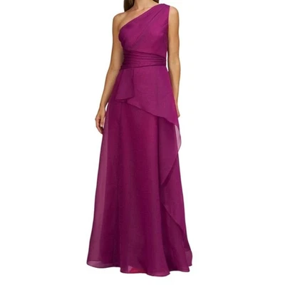 NEW JS COLLECTIONS Seraphina Organza One Shoulder  GOWN SIZE 8 $298 VIOLET ROSE - Image 1 of 3