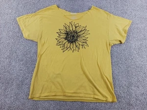 Gildan Large Womens Short Sleeve Shirt Yellow Sunflower Graphic Cotton - Picture 1 of 9