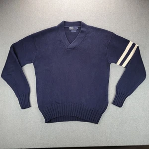 Vintage Polo Ralph Lauren Mens M V Neck Heavy Cable Knit Sweater 100% Cotton - Picture 1 of 7