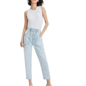VERONICA BEARD Arya Cargo Straight Leg High Rise Jeans in Sky NWT Size 25 - Picture 1 of 9