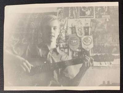 Guitar player Handsome young man boy teen attractive face Russian vintage photo - Image 1 of 2