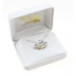 Black Hills Gold on Sterling Silver Mini Motorcycle Pendant - FAST SHIPPING - Picture 1 of 2