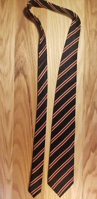 Canali 领带,美丽令人惊叹的海军蓝带红色、黄色和白色条纹 — 第 1/4 张图片