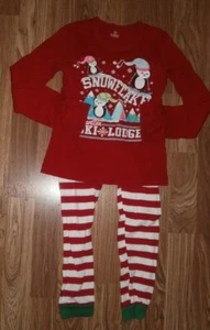 NEW SKI LODGE sz XS 4/5  CHRISTMAS PENGUIN  LSleeve T SHIRT &  Stripe Pants SET - Picture 1 of 4