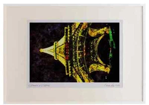804038 Close-up Of The Eiffel Tower By Night Paris France A2 Picture Frame Wate - Picture 1 of 1