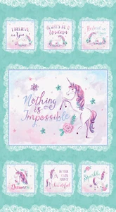 Benartex Dreamers Unicorn Panel 24" x 43" Fabric by Jessica Flick (13407P-84) - Picture 1 of 11