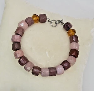 Rhodonite Faceted Bead Bracelet Wire with lobster clasp - Picture 1 of 3
