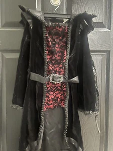 Gothic Vampire Queen Costume Velvet Dress Girls Size M 8-10 Black Halloween - Picture 1 of 9