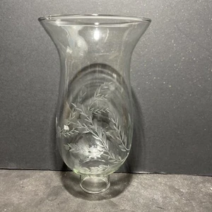 NEW OLD STOCK 8” ETCHED HURRICANE GLASS LAMP SHADE 1 5/8 BASE - Picture 1 of 23