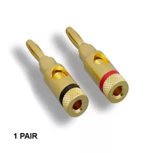 Paar Bananenstecker offene Schraube Typ für Verstärker Lautsprecher Box vergoldet Audio - Bild 1 von 1