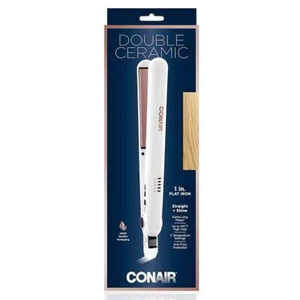 Conair Double Ceramic Flat Iron, 1 Inch, White/Rose Gold - Picture 1 of 3
