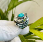 Poison Ring Ring 925 Silver Plated Turquoise  Gemstone Pill Box Ring Bj40