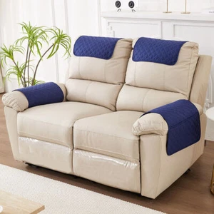 1Set Recliner Sofa Headrest Protector Sofa Armrest Headrest Cover With Pockets - Picture 1 of 32