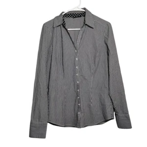 7th Avenue New York & Company Blouse Women's Medium Striped Button Up Top - Picture 1 of 10