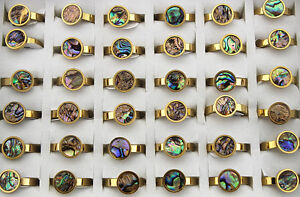 34pcs Charm Shell Fashion Lady's Ring Gold P Stainless Steel Lots Jewelry AH1076