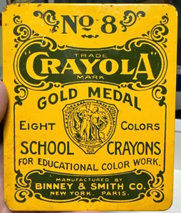 Vintage 2000 Crayola Binney & Smith No 8 School Crayons Metal Tin - Picture 1 of 4